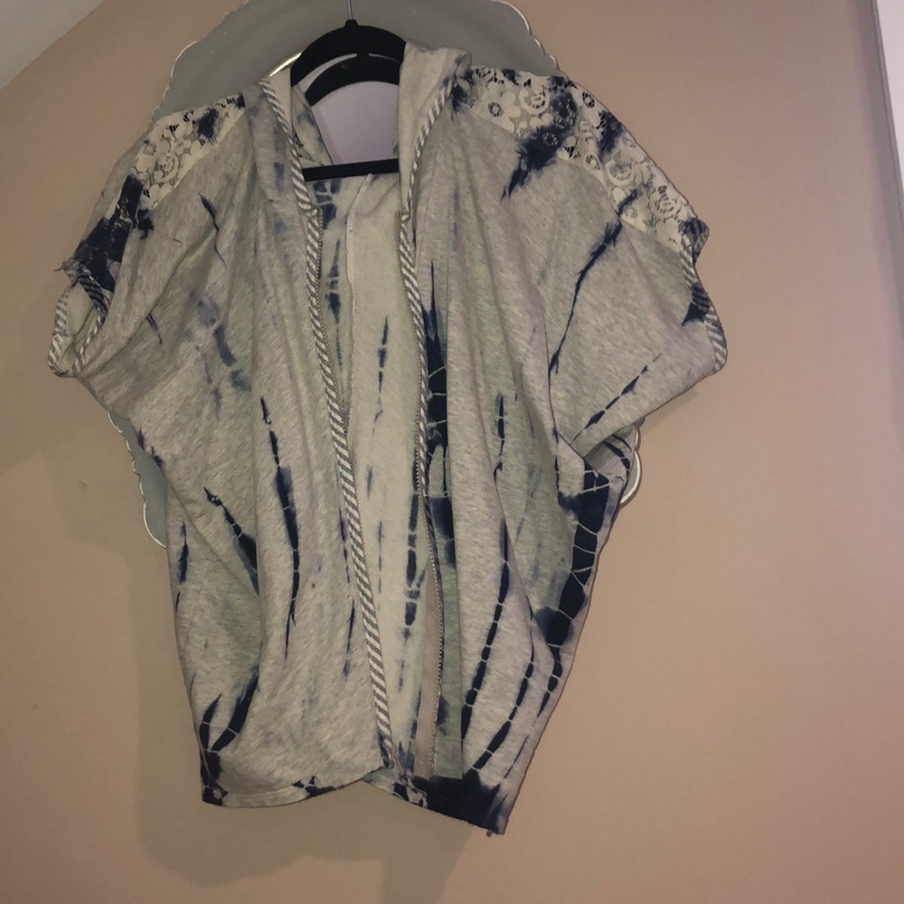 Blue and grey Tye Dye zip up